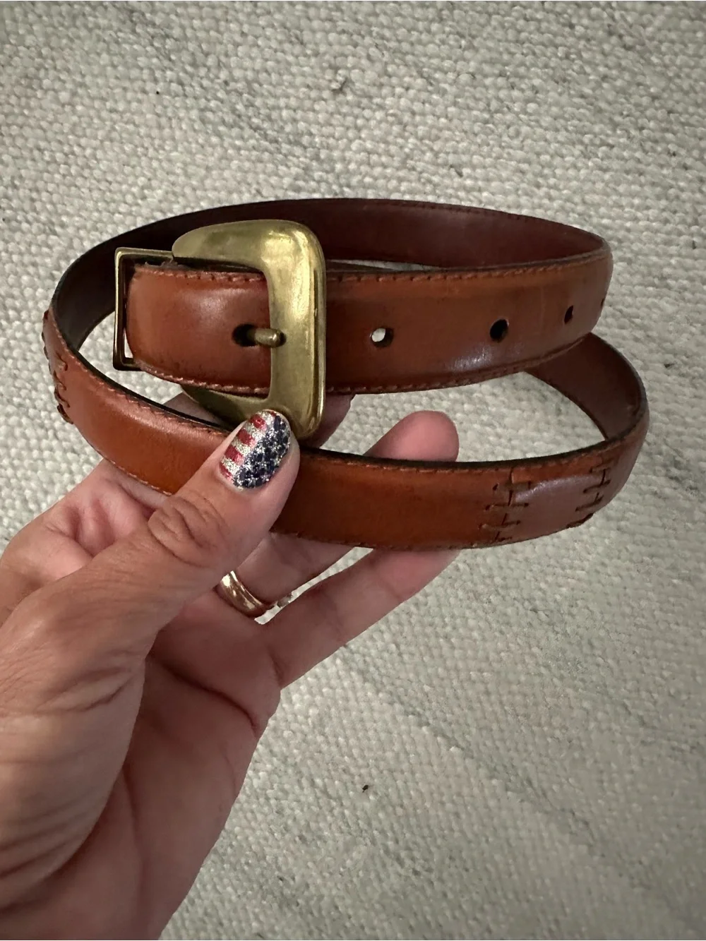 Fossil Women's Brown Leather Patchwork Belt Large